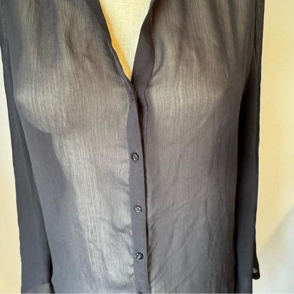 The Limited Women’s Sheer Black Tunic Blouse Long Sleeve Chain Detail Sz M - Picture 4 of 12